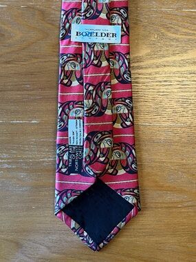 Boxer Company Silk Tie – Totem Pattern – Northwest Tribal Art – Red